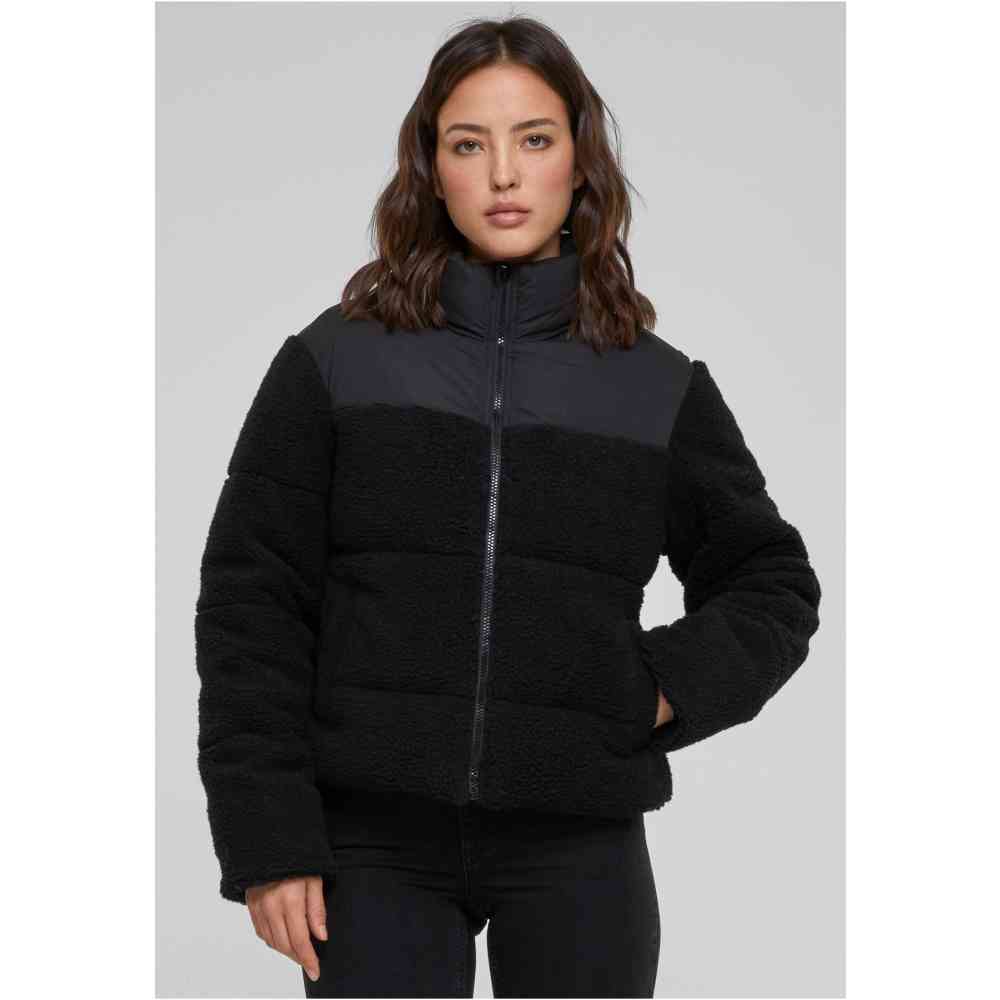 Urban Classics - Short Sherpa Mix Gewatteerd jack - Zwart/Zwart